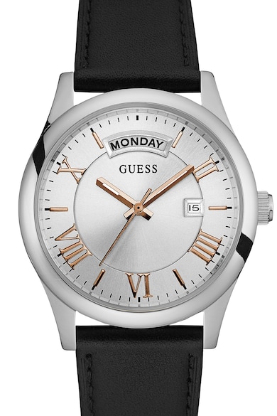 GUESS Ceas rotund cu o curea de piele Barbati