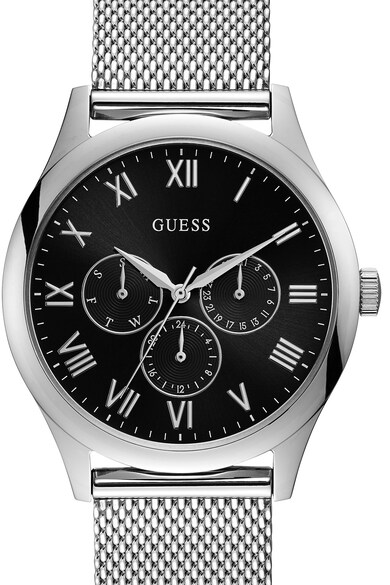 GUESS Ceas cu functii multiple si bratara metalica cu aspect plasa Barbati