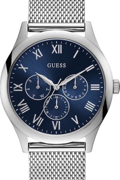 GUESS Ceas cu functii multiple si bratara metalica cu aspect plasa Barbati