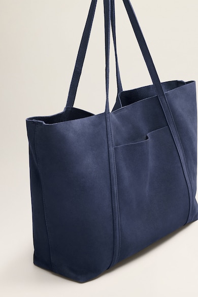 Mango Geanta shopper de piele intoarsa cu buzunar exterior Jordina Femei