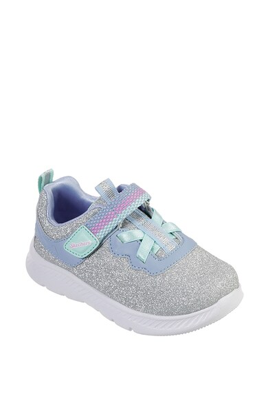 Skechers Pantofi sport cu particule stralucitoare Comfy Flex 2.0, Argintiu Fete