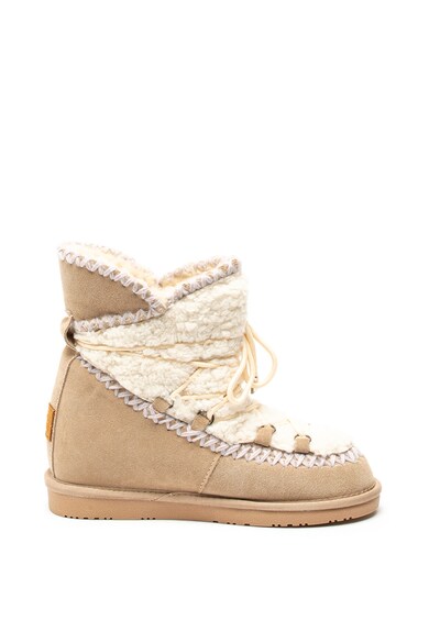 Gioseppo Ghete de piele intoarsa si blana shearling sintetica, cu talpa wedge ascunsa Femei