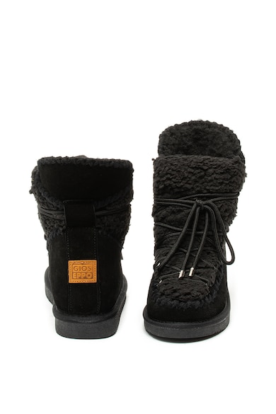 Gioseppo Ghete de piele intoarsa si blana shearling sintetica, cu talpa wedge ascunsa Femei