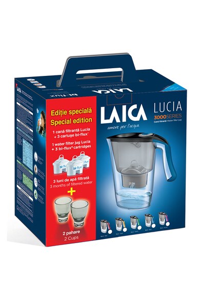 Laica Pachet Cana  Lucia Blue, 3 cartuse + 2 pahare gri, 2.3 L Femei