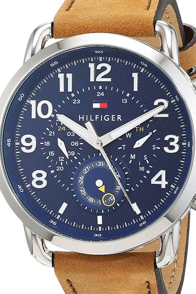 Tommy Hilfiger Ceas analog cu functii multiple si curea de piele intoarsa Barbati