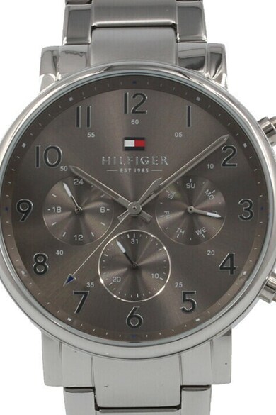 Tommy Hilfiger Ceas analog cu functii multiple si subcadrane cu model guilloche Barbati