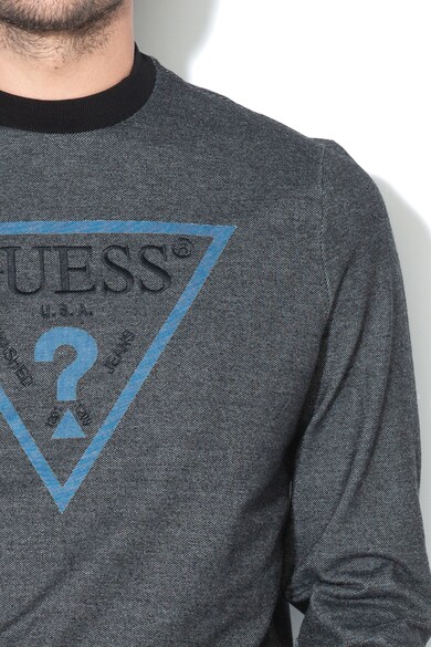 GUESS JEANS Bluza sport cu decolteu la baza gatului si logo brodat Barbati