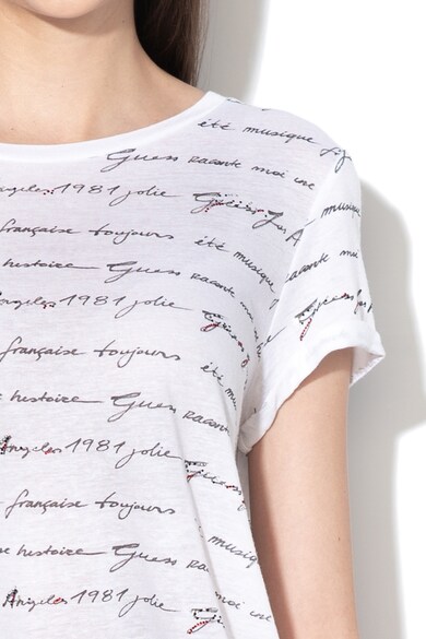 GUESS JEANS Тениска с лен и текстови десен Жени
