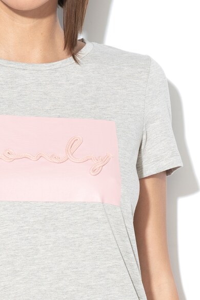 Vila Tricou cu decolteu la baza gatului si imprimeu text Lovely Femei