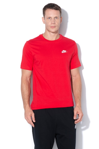 Nike Tricou cu decolteu la baza gatului si logo brodat pe piept Sportswear Club Barbati