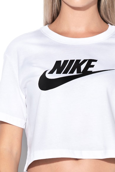 Nike Tricou crop de bumbac cu imprimeu logo Essentials Femei