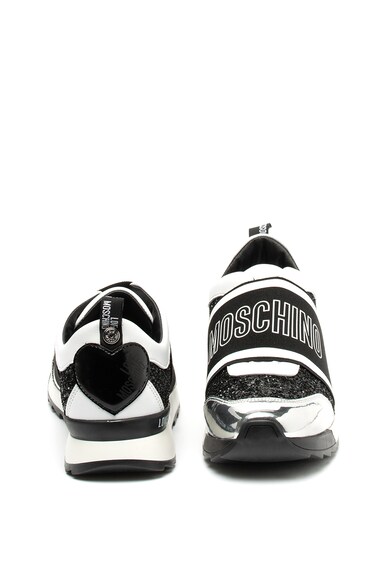 Love Moschino Pantofi sport slip-on cu particule stralucitoare si varf metalizat Femei