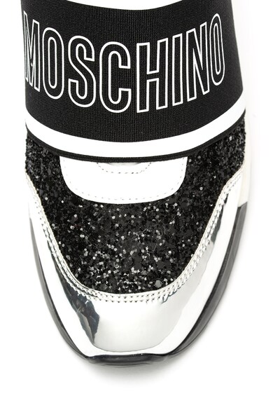 Love Moschino Pantofi sport slip-on cu particule stralucitoare si varf metalizat Femei