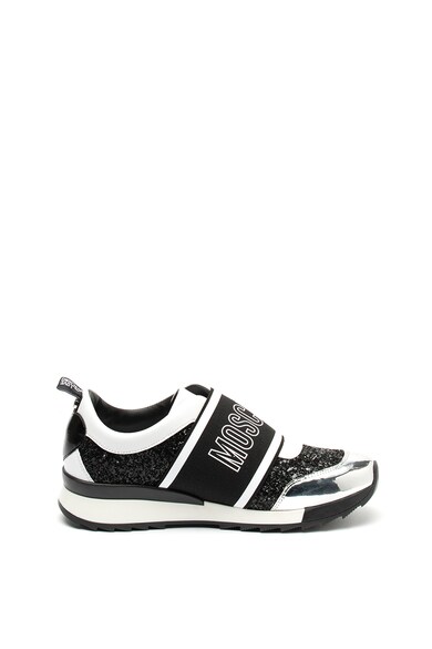 Love Moschino Pantofi sport slip-on cu particule stralucitoare si varf metalizat Femei