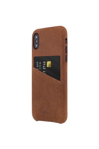 Vetter Husa de protectie  Clip-On Genuine Leather with Card Port pentru Apple iPhone XS/iPhone X, Brown Femei
