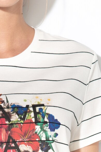 EDC by Esprit Laza fazonú csíkos póló virágos részletekkel női