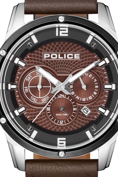 Police Мултифункционален часовник с кожена каишка Мъже