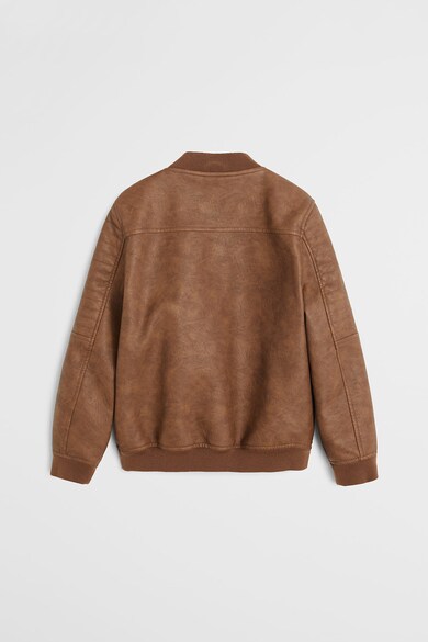 Mango Jacheta bomber de piele ecologica, cu captuseala de blana shearling sintetica Matt Baieti