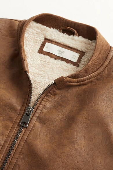 Mango Jacheta bomber de piele ecologica, cu captuseala de blana shearling sintetica Matt Baieti