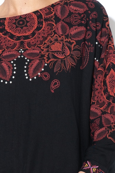 DESIGUAL Bluza cu model floral, croiala asimetrica si nituri Lumbe Femei