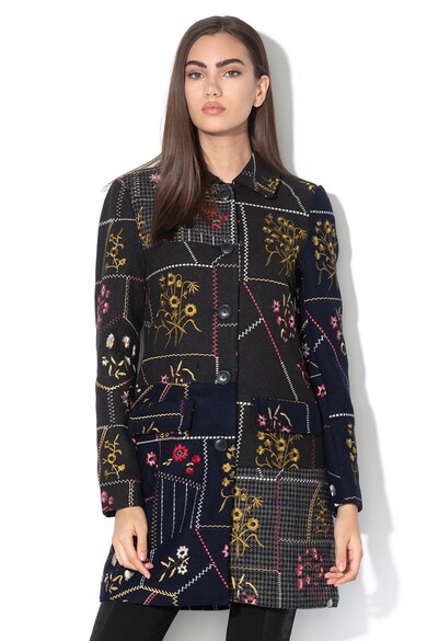 DESIGUAL Palton din amestec de lana, cu imprimeu floral Penny Femei