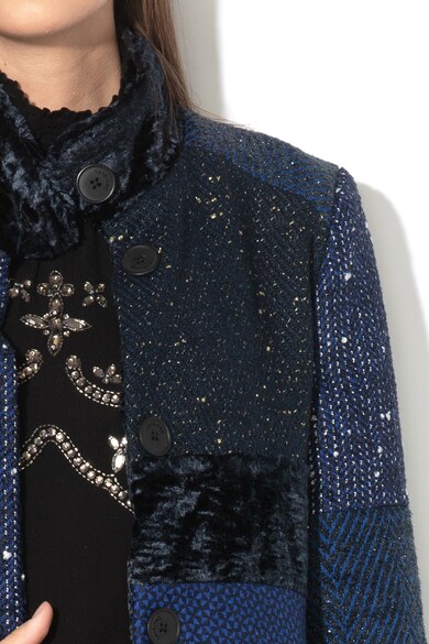 DESIGUAL Cartter kabát patchwork dizájnnal és bársonybetétekkel női