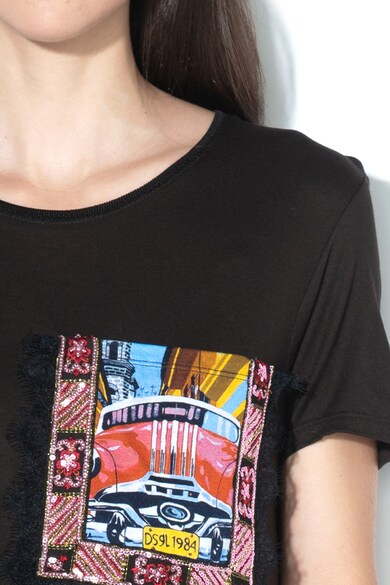 DESIGUAL Norah póló dekoratív rátétekkel női
