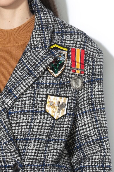Silvian Heach Collection Lioua gyapjútartalmú kockás kabát női