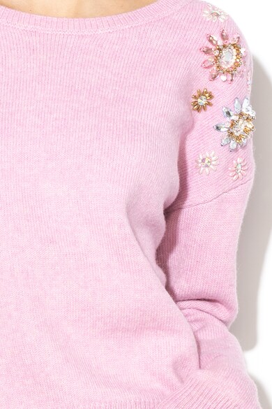 Silvian Heach Collection Maalal gyapjútartalmú pulóver virágos rátétekkel női