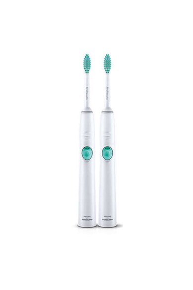 Philips Sonicare Set 2 Periute de dinti electrice  EasyClean HX6511/35, Numar de miscari/minut 62000, 1 baza, 1 program, Alb/Verde Femei