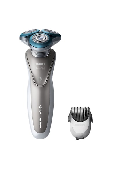 Philips Aparat de ras  S7510/41, Lame duble Super Lift & Cut, Sistem GentlePrecisio, LED, Acumulator, 3 capete, Rotire Dynamic Flex in 5 directii, Trimmer, Husa calatorie, Alb Barbati