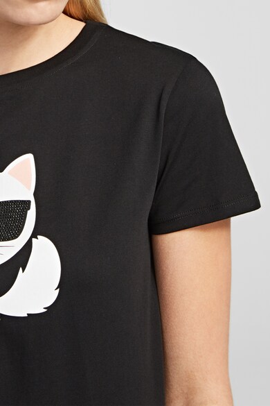 Karl Lagerfeld Tricou din bumbac cu imprimeu Choupette Ikonik Femei