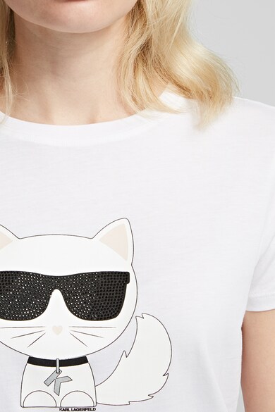 Karl Lagerfeld Tricou din bumbac cu imprimeu Choupette Ikonik Femei