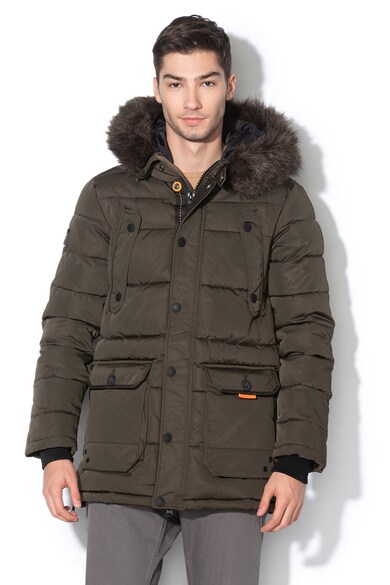 SUPERDRY Jacheta parka cu garnitura de blana sintetica si vatelina Chinook Barbati