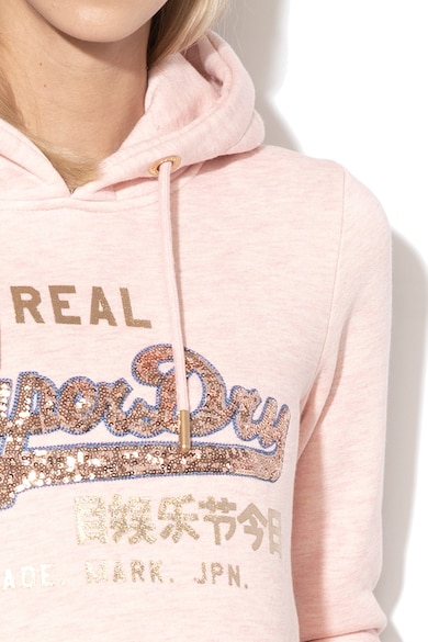 SUPERDRY Hanorac cu captuseala din fleece si logo cu paiete Femei