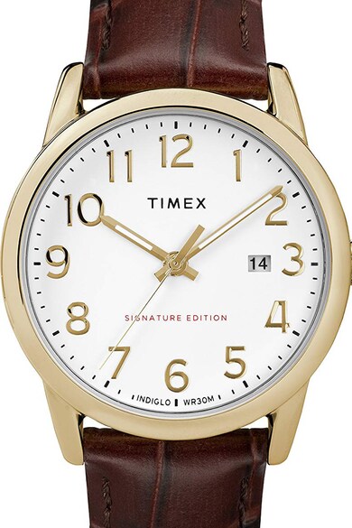 Timex Унисекс часовник с кожена каишка Жени