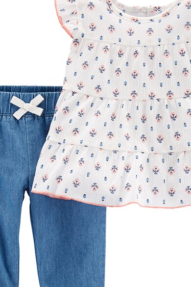 Carter's Set de bluza cu imprimeu si pantaloni - 2 piese, Alb prafuit/Albastru Fete