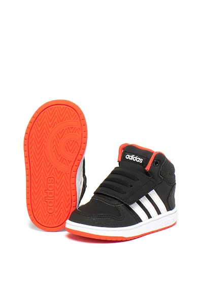 adidas Performance Pantofi sport mid-high de piele ecologica, cu velcro Hoops Fete