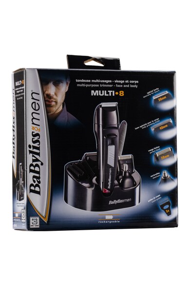 BaByliss Aparat de tuns barba si parul 8 in 1  Multigroom , acumulator,8 accesorii si suport de incarcare, Negru BaByliss Barbati