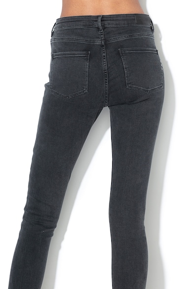 Maison Scotch Blugi skinny din amestec de modal cu talie inalta si terminatie cu funda Femei