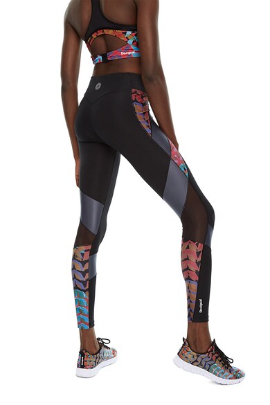 DESIGUAL Mintás fitneszleggings hálós anyagbetétekkel női