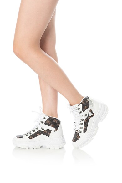 GUESS Pantofi sport mid-high de piele ecologica, cu imprimeu logo Femei