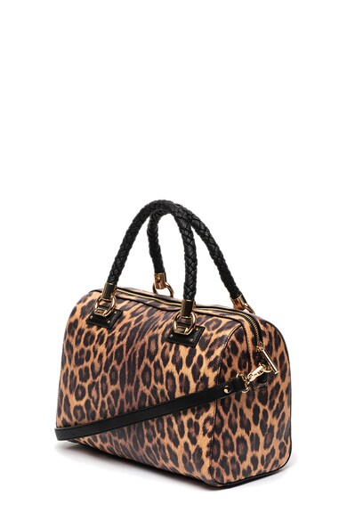 Liu Jo Geanta bowler de piele ecologica, cu animal print si manere tricotate Femei