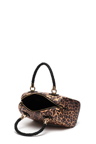 Liu Jo Geanta bowler de piele ecologica, cu animal print si manere tricotate Femei