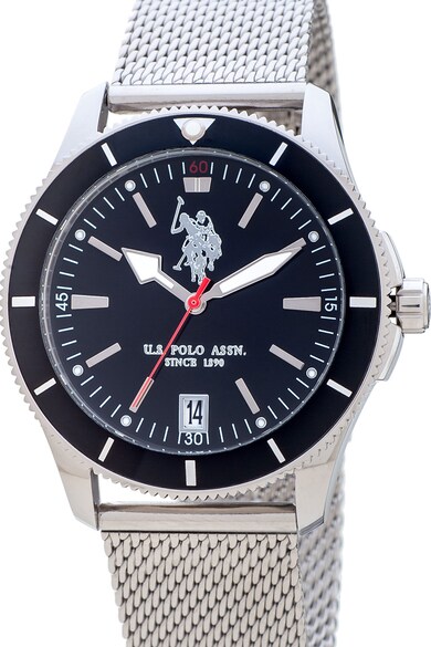 U.S. Polo Assn. Ceas quartz cu bratara de otel inoxidabil cu aspect de plasa Barbati