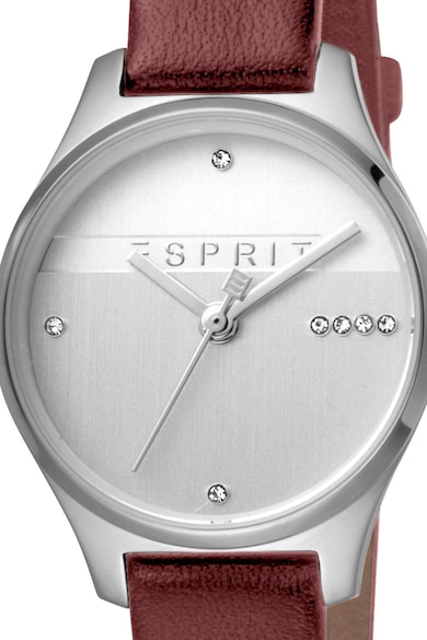 Esprit Часовник с кожена каишка и кристали Жени