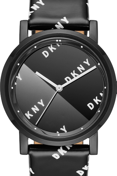 DKNY Ceas cu o curea de piele si logo Femei