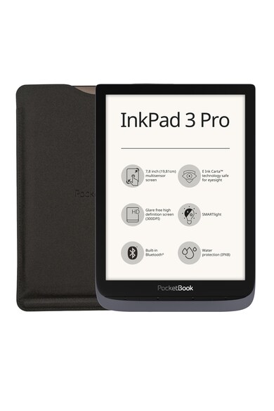 Pocketbook eBook Reader  Inkpad 3 Pro, 7.8", 16GB, rezistent la apa, WiFi, Bluetooth, husa protectie inclusa, Gri metalizat Femei