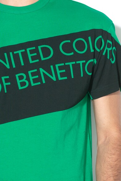 United Colors of Benetton Tricou cu decolteu la baza gatului si imprimeu logo Barbati