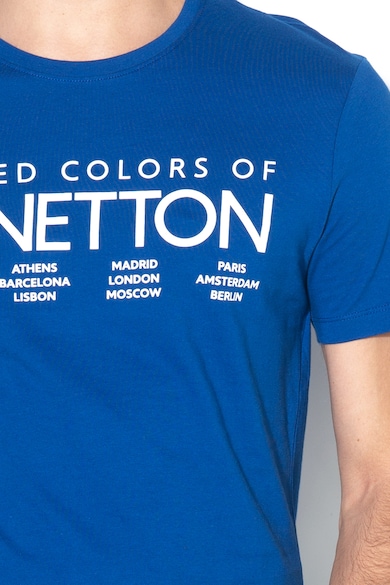 United Colors of Benetton Tricou cu decolteu la baza gatului si imprimeu logo Barbati